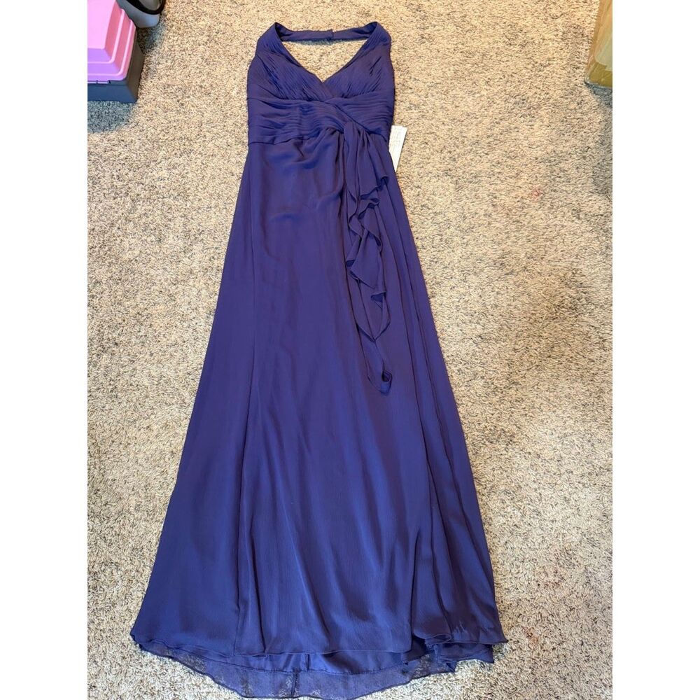 Davids bridal purple halter-neck A-line formal gown size 10